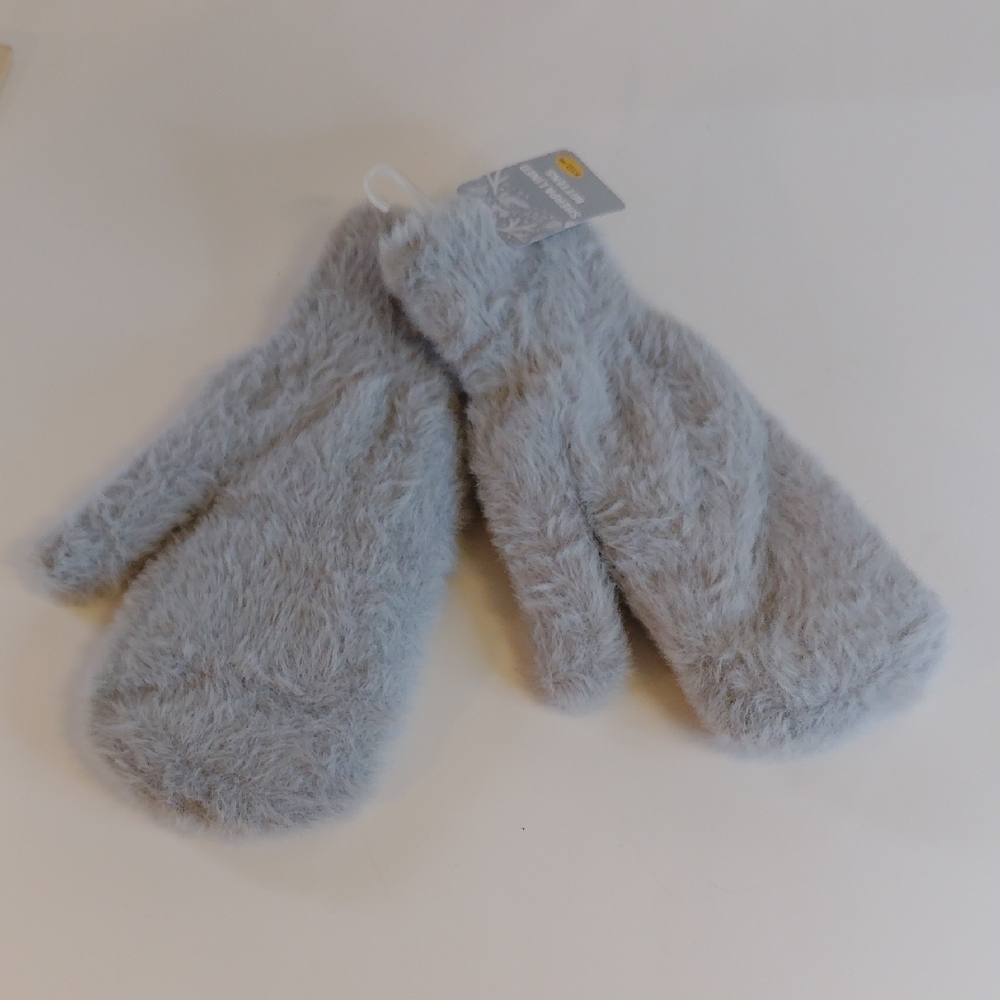 Sherpa Lined Soft Gray Women's Mittens